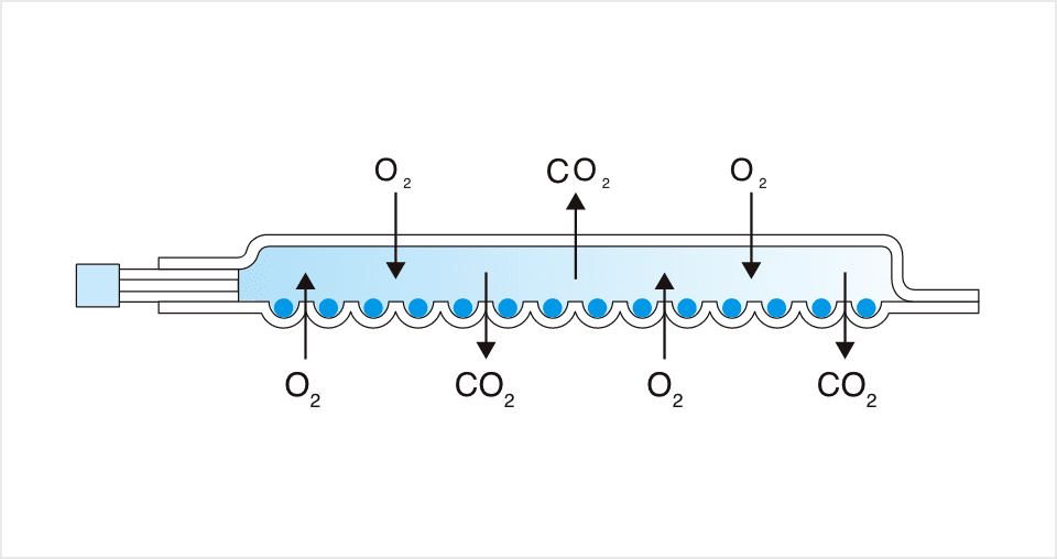 Efficient gas exchange with highly gas-permeable film