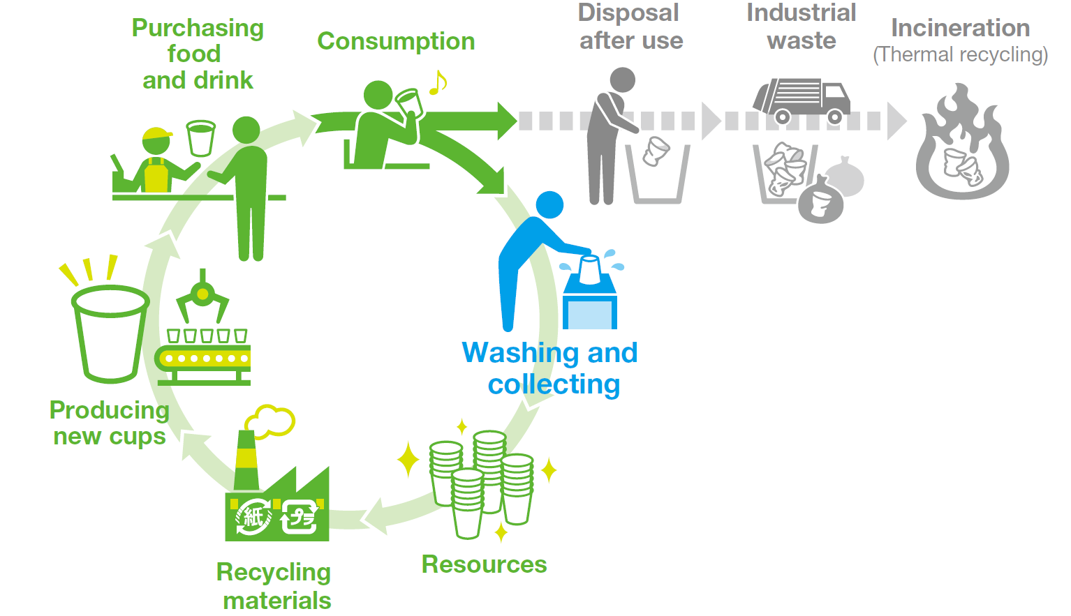 How the “CUP TO CUP Recycling System” works